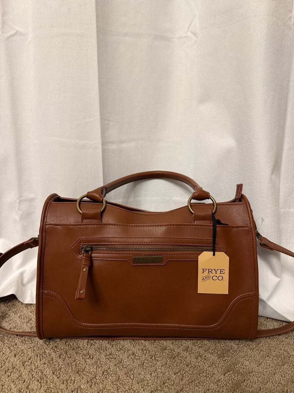 Frye and Co. Brown Faux Leather Core Satchel Handbag Bag